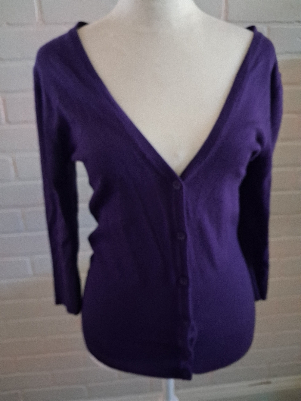 14th & Union Deep Purple V-Neck Button Cardigan